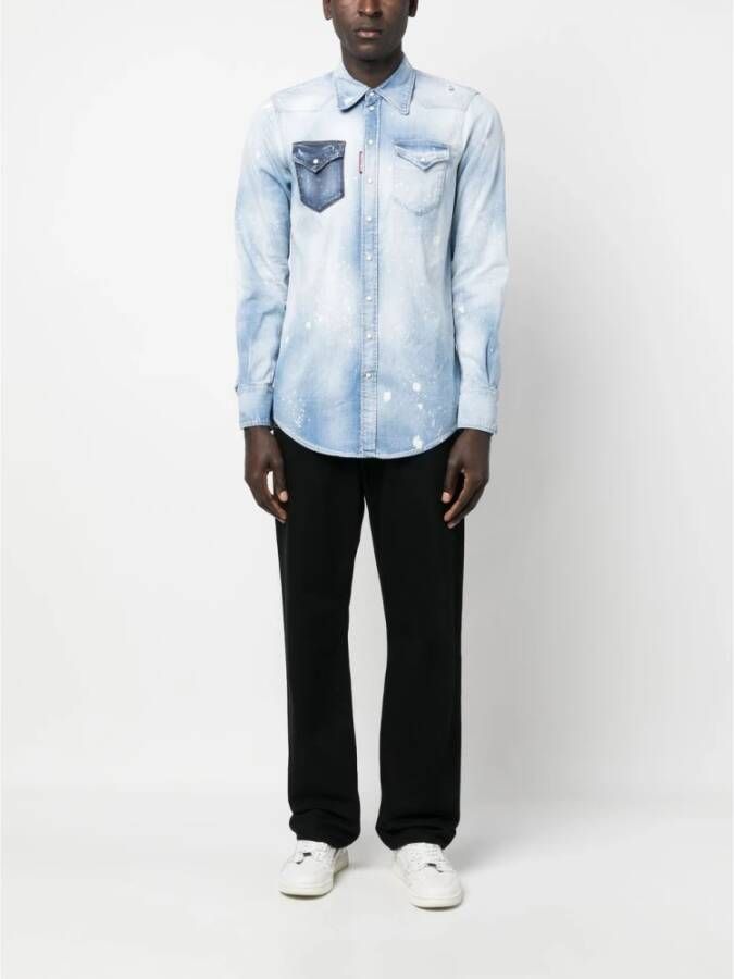 Dsquared2 Denim Shirts Blauw Heren