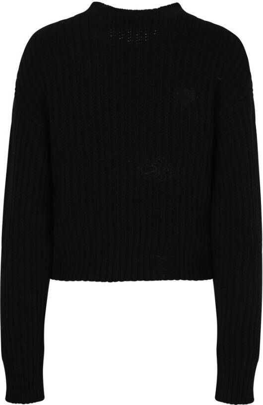 Dsquared2 Gedistresseerde Wollen Trui voor een Stijlvolle Look Zwart Dames