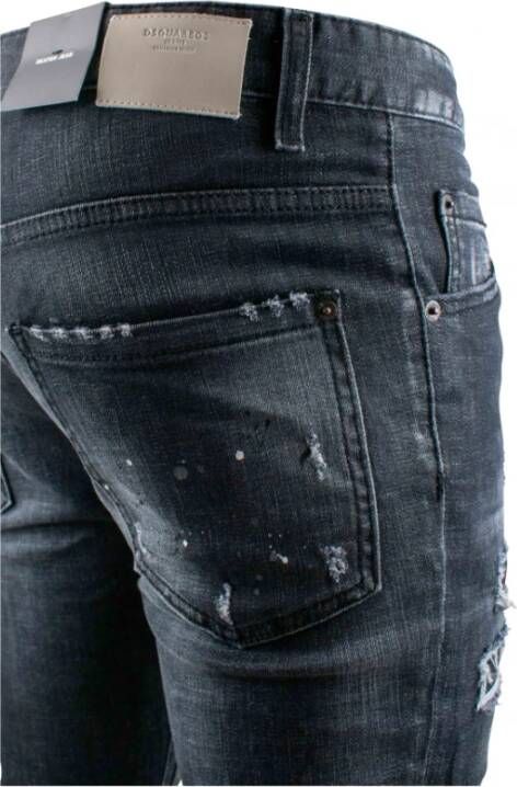 Dsquared2 Donkergrijze skater jeans met verfvlekken Gray Heren