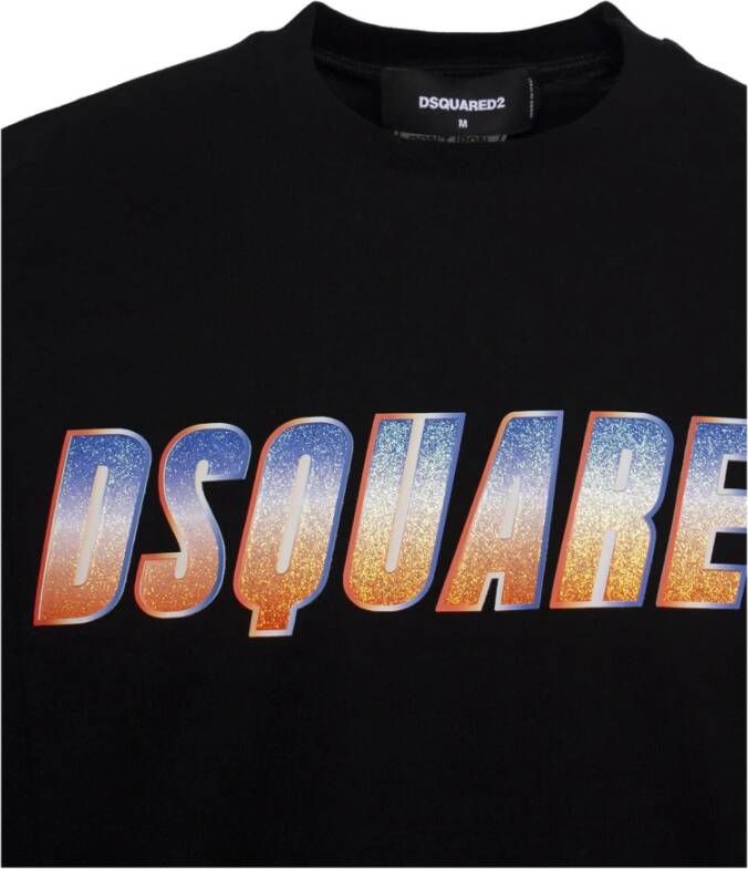 Dsquared2 Glitter Logo Print T-shirt Zwart Heren