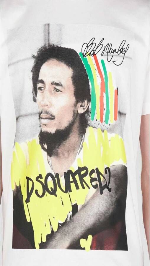 Dsquared2 Grafische Print Bob Marley T-Shirt White Heren