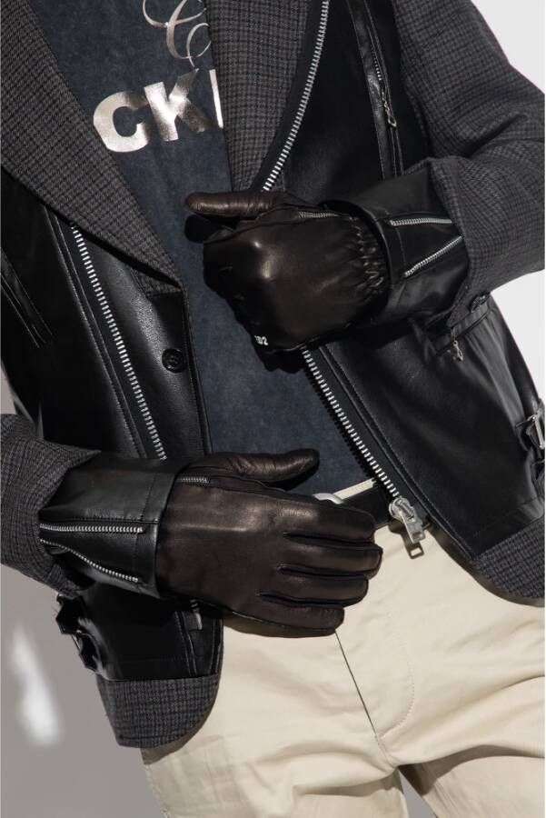 Dsquared2 Handschoenen van lamsleer Black Heren