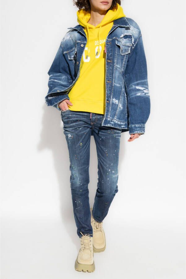 Dsquared2 Hoodie met logo Geel Dames