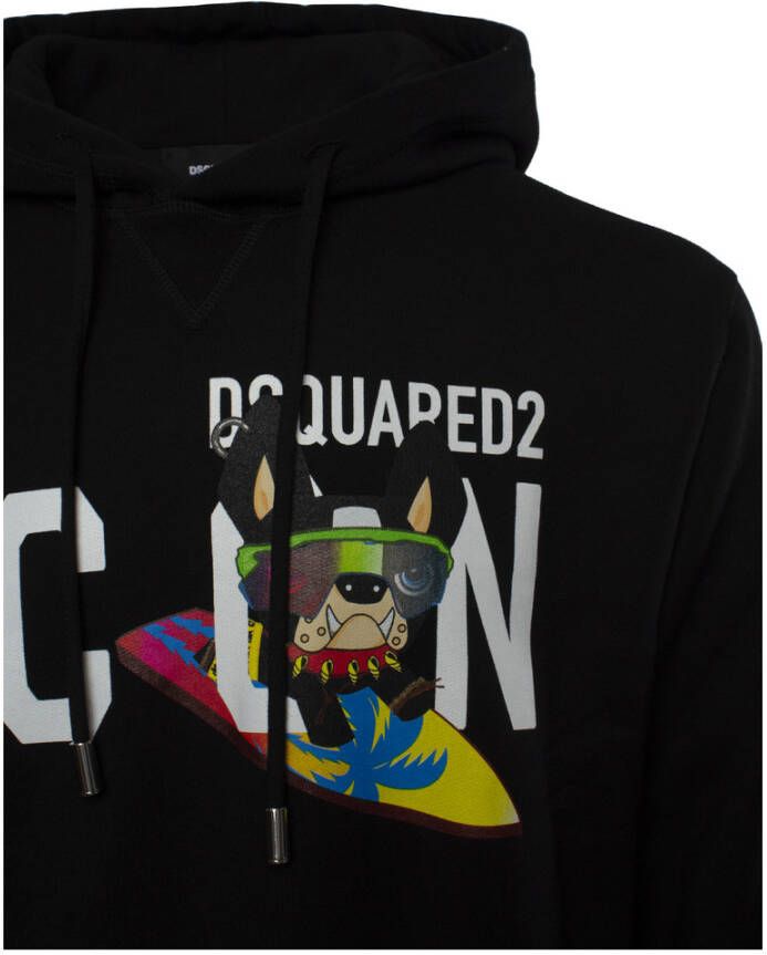 Dsquared2 Logo-print Trekkoord Hoodie Zwart Heren