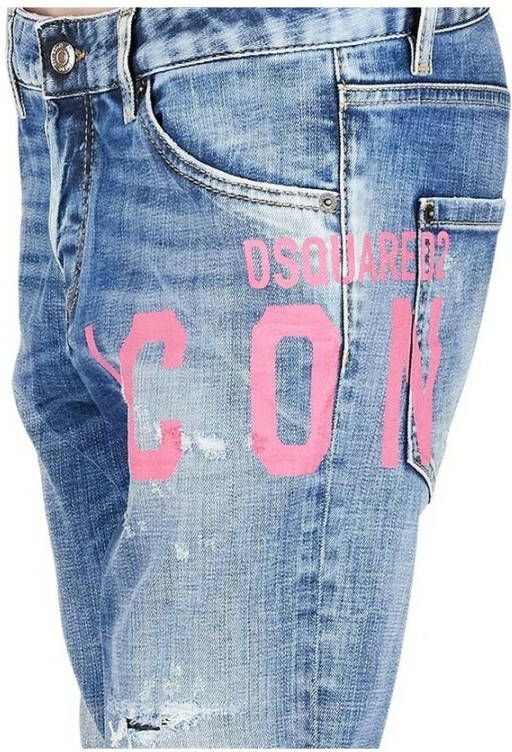 Dsquared2 Icon Crop Jeans Medium Wassen Blauw Dames