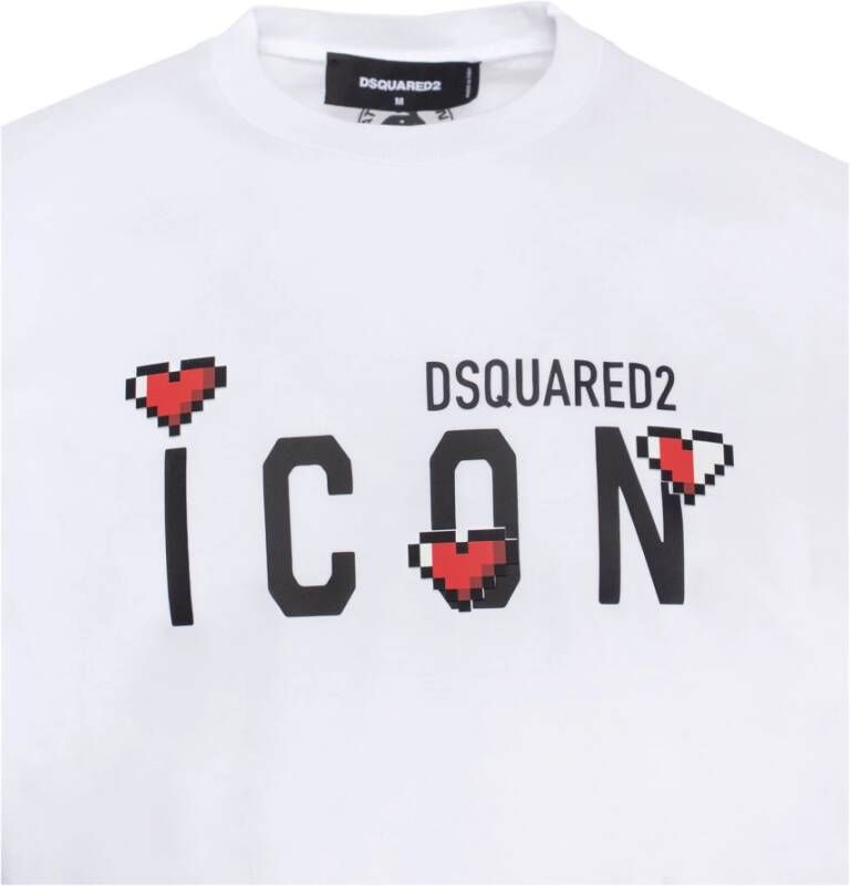 Dsquared2 Witte Ribgebreide Crewneck T-shirts en Polos White Heren