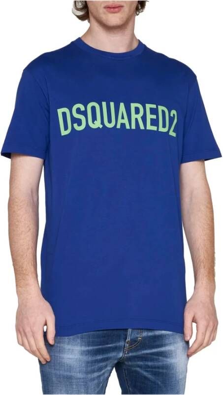 Dsquared2 Katoenen T-shirt Gemaakt in Italië Maat M Blauw Heren