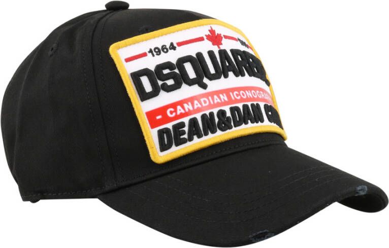 Dsquared2 Zwarte baseballpet met kleurrijk logo Zwart Unisex