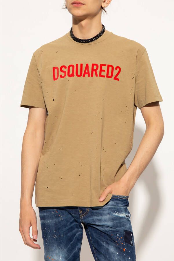 Dsquared2 Logo T-shirt Beige Heren