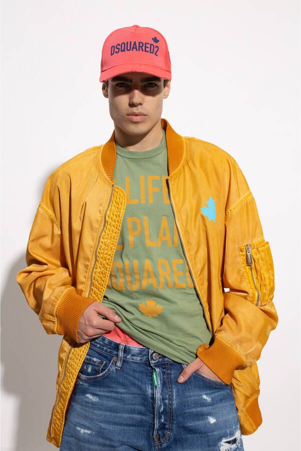 Dsquared2 Biologisch Katoenen Baseballpet Marineblauwe Logo Print Roze Heren