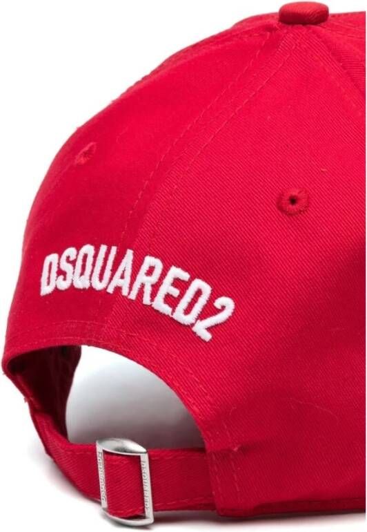 Dsquared2 Rode Logo Baseball Cap 100% Katoen Rood Heren