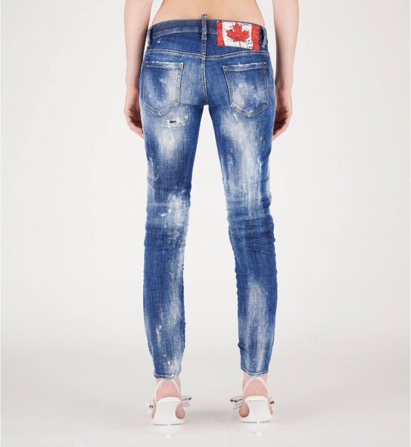 Dsquared2 Slim Fit Versleten Spijkerbroek Blauw Dames