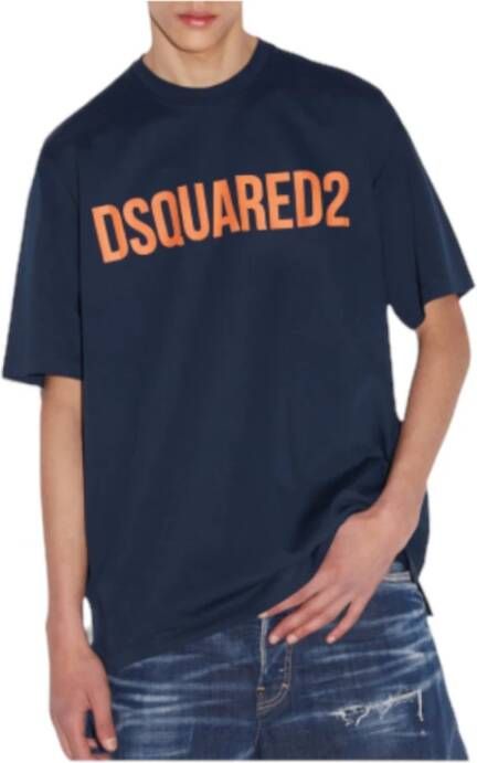 Dsquared2 Logo Print Heren T-Shirt Blauw Heren