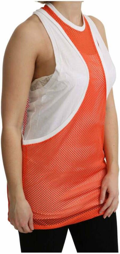Dsquared2 Oranje Witte Crewneck Mouwloze Tank T-shirt Jurk Top Oranje Dames