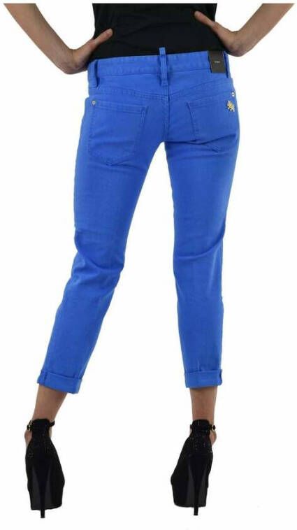 Dsquared2 Elegante en comfortabele slim-fit capri jeans met gouden inzetstukken en DDC-letters Blauw Dames