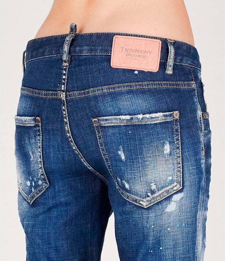 Dsquared2 Donkere Tiffany Cool Cropped Jeans Blauw Dames