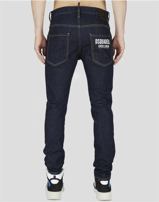 Dsquared2 Skater Slim-fit Jeans Donkerblauw Met Distressed Details Blauw Heren