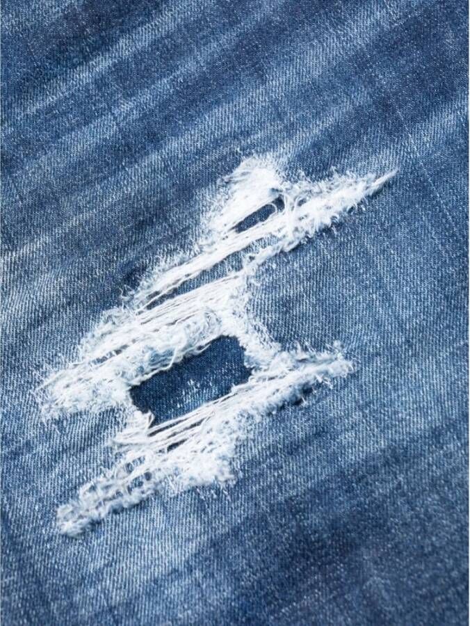 Dsquared2 Slim-fit Blauwe Katoenen Jeans met Distressed Effect Blauw Heren