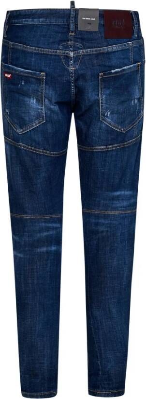 Dsquared2 Slim-Fit Blauwe Jeans met Versleten Details Blauw Heren