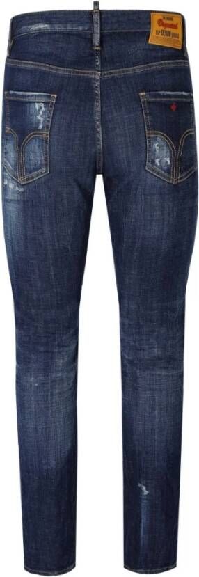 Dsquared2 Blauwe Slim-Fit Ripped Jeans Blauw Heren
