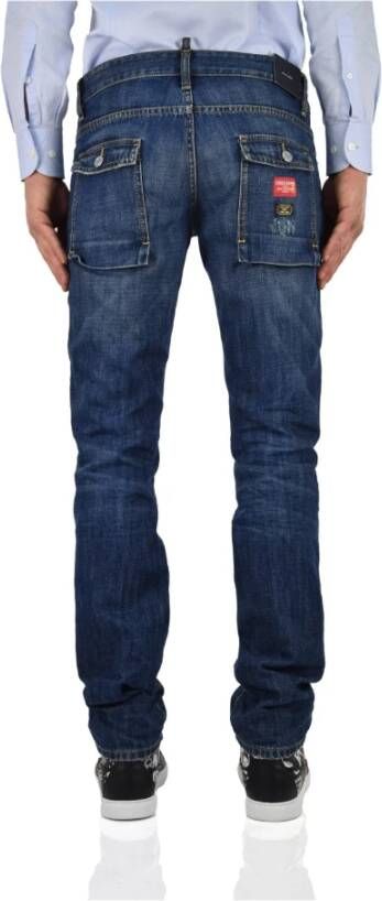 Dsquared2 Slim-fit Blauwe Katoenen Jeans met Vintage Scheuren Blauw Heren