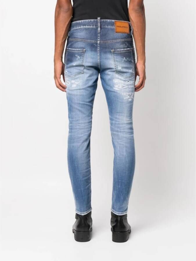 Dsquared2 Slim-fit Jeans met Distressed-effect Blauw Heren