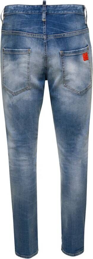 Dsquared2 Slim-Fit Blauwe en Groene Jeans Blauw Heren