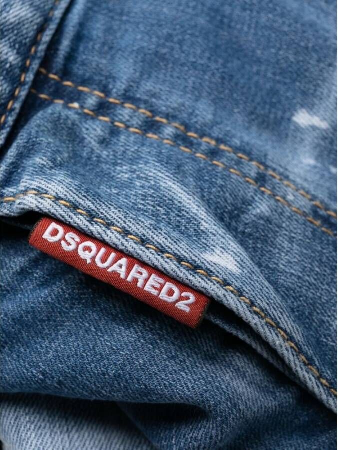 Dsquared2 Trendy Slim-Fit Denim Jeans met Distressed Effect Blauw Heren