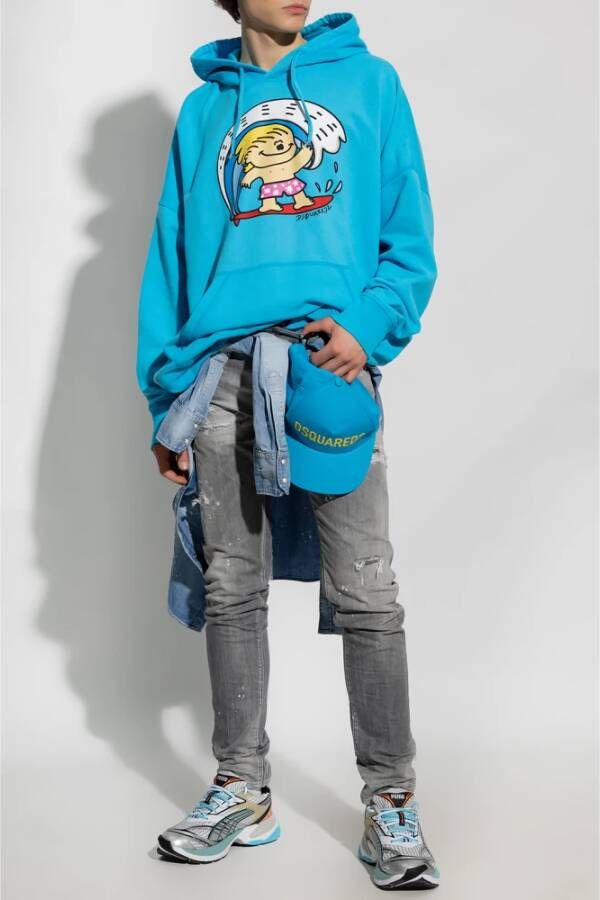 Dsquared2 Asymmetrische Metalen Sluiting Jeans Grijs Heren