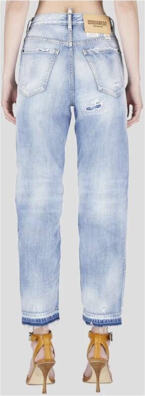 Dsquared2 Stijlvolle Straight Jeans met verfspat details Blauw Dames