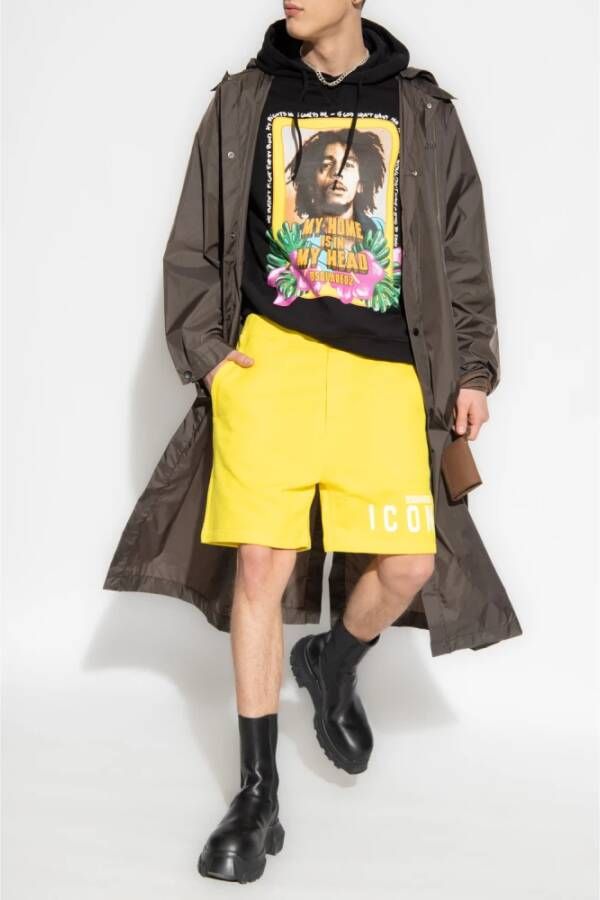 Dsquared2 Zwarte Oversized Hoodie met Bob Marley Print Zwart Heren