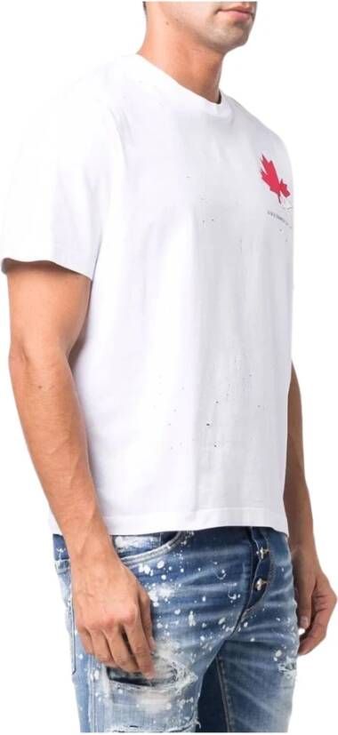 Dsquared2 Heren Wit Katoenen T-Shirt Wit Heren