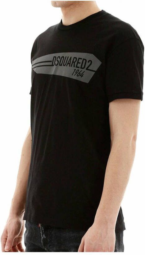 Dsquared2 Kortarmig shirt zwart en grijs logo print Zwart Heren