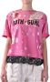 Dsquared2 Italiaans Bedrukt T-shirt met Banddetail Pink Dames - Thumbnail 4