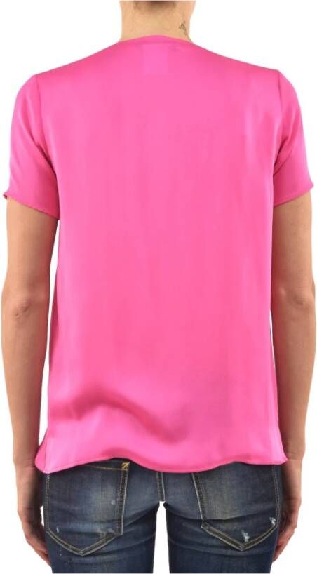 Dsquared2 Zijden Ketting Hanger V-Hals T-Shirt voor Dames Roze Dames