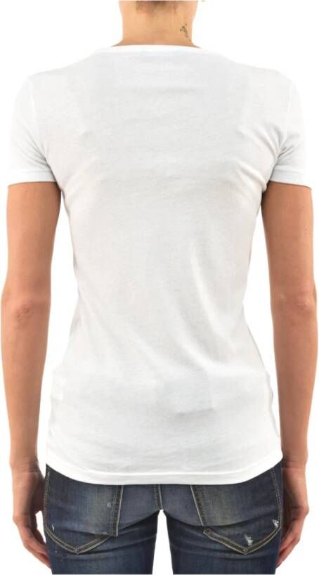 Dsquared2 Wit Katoenen Logo T-Shirt met Multikleurige Papegaai Wit Dames