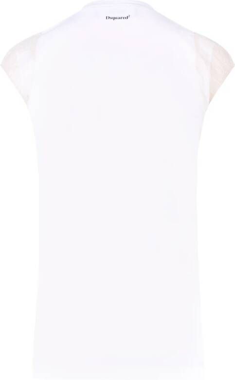 Dsquared2 Wit Mouwloos Katoenen T-Shirt met Frontprint Wit Dames