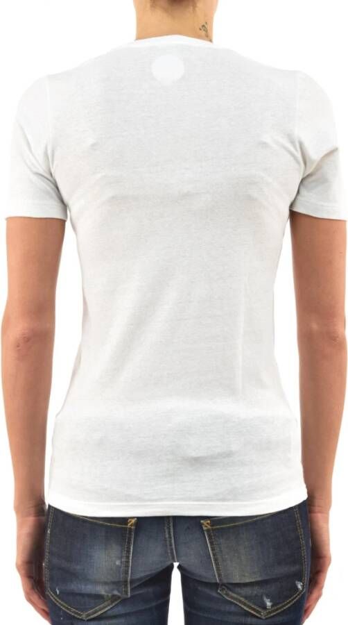 Dsquared2 Multikleur Leren Gitaar V-Hals T-Shirt voor Dames Wit Dames