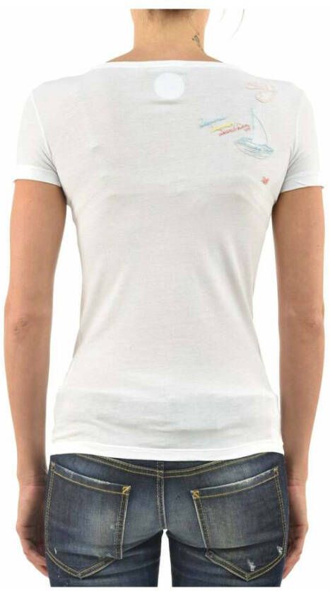 Dsquared2 Retro V-Hals Katoenen T-Shirt Wit Dames
