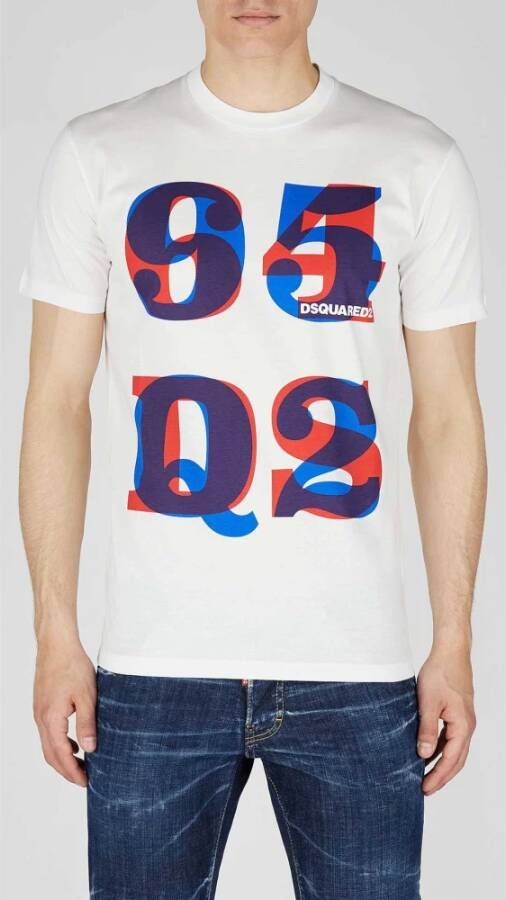 Dsquared2 Heren T-shirt van katoen met bedrukt ontwerp Wit Heren