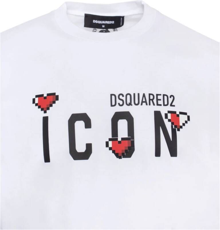 Dsquared2 Icon Logo-Print T-Shirt voor Heren Wit Heren