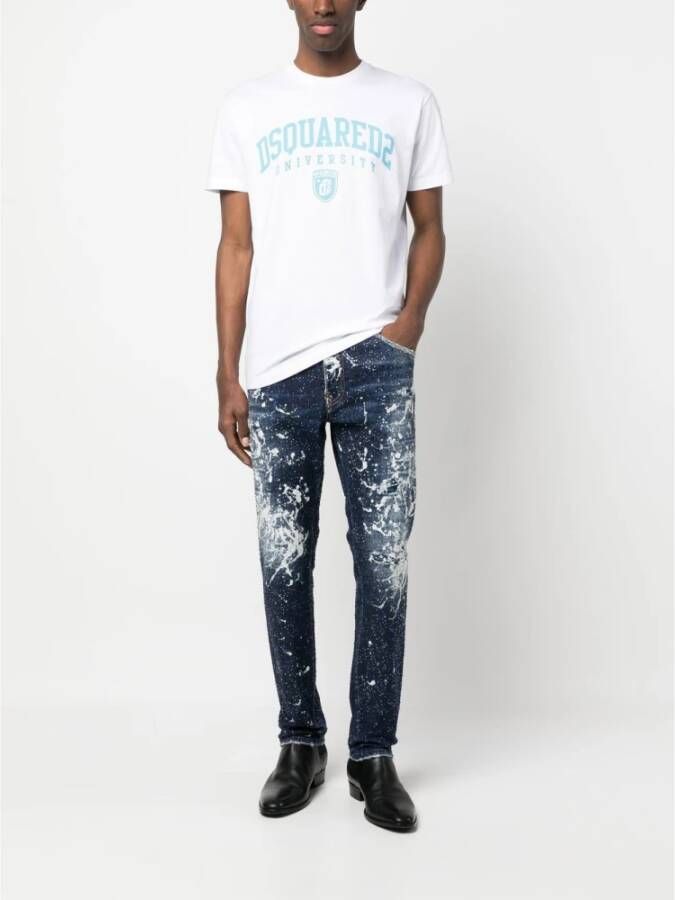 Dsquared2 Universiteitsprint Korte Mouw T-shirt Wit Heren