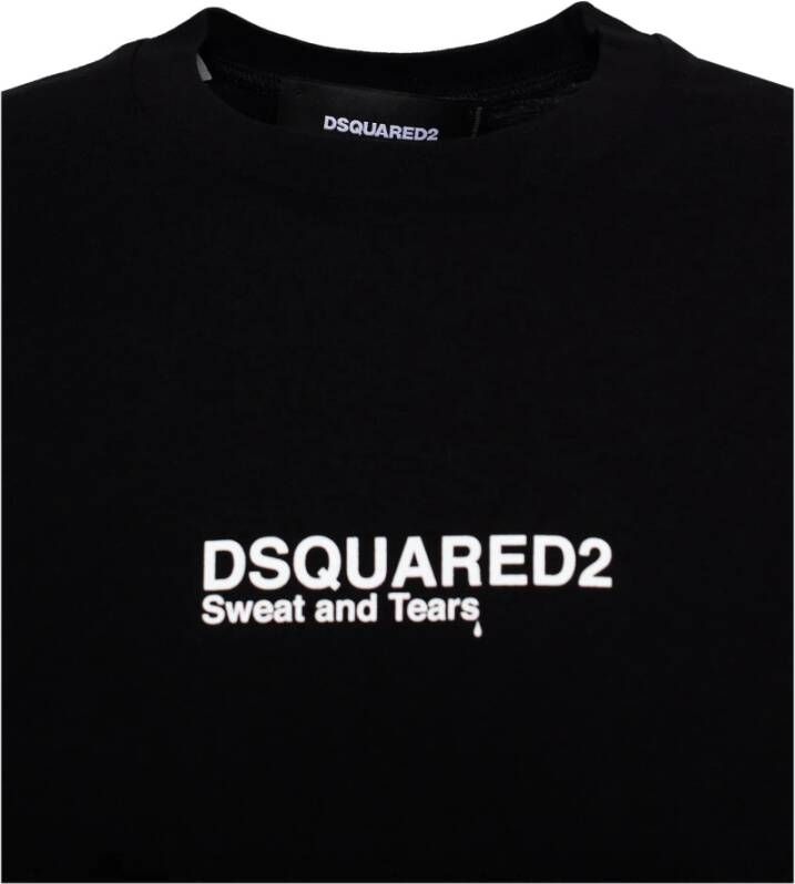 Dsquared2 Zwart Logo Print Katoenen T-Shirt Zwart Heren