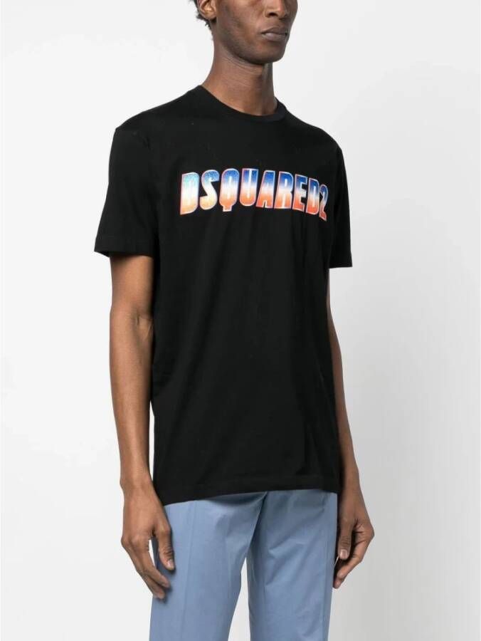 Dsquared2 Glitter-Embellished Logo Print T-Shirt Zwart Heren