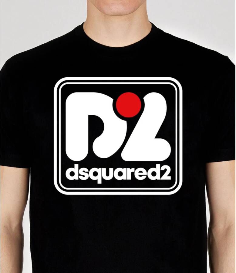Dsquared2 Uniek Print Zwart T-Shirt Maat L Zwart Heren
