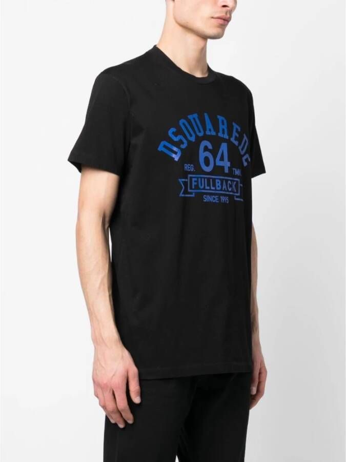 Dsquared2 Zwart Katoenen T-shirt met Logo Print Zwart Heren