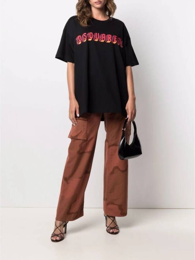 Dsquared2 Oversize Mirror Logo T-Shirt Zwart Dames
