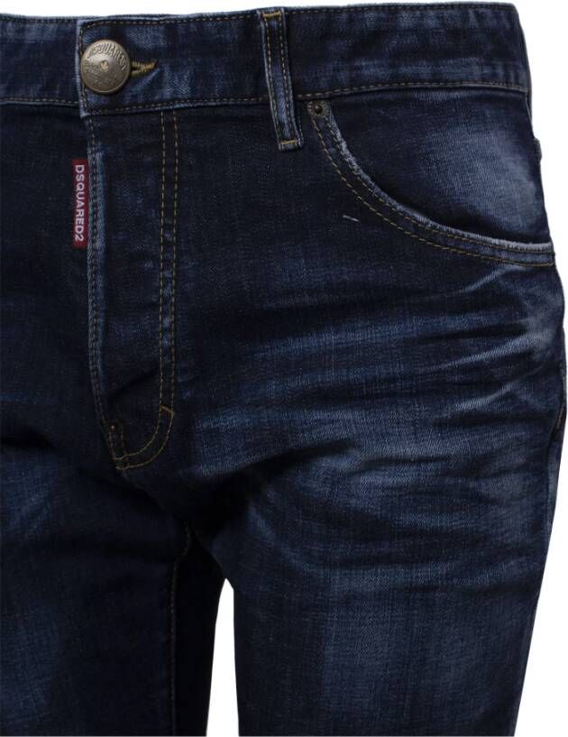 Dsquared2 Vervaagde Straight-Leg Jeans met Logo Patch Blauw Heren