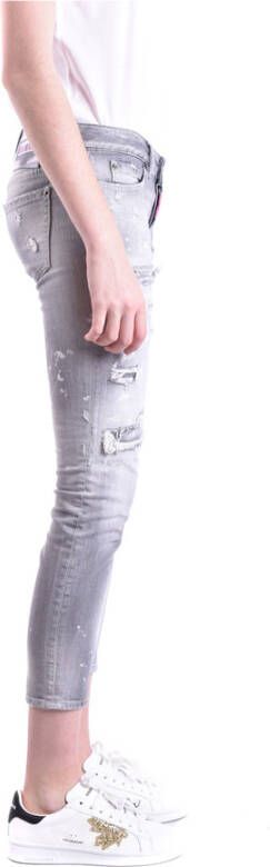 Dsquared2 Cropped Katoenen Jeans Grijs Dames