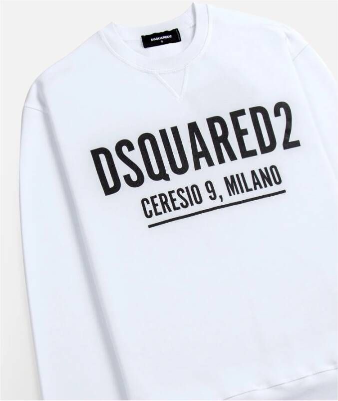 Dsquared2 Witte Ceresio 9 Cool Sweater met Zwart Logo Wit Heren